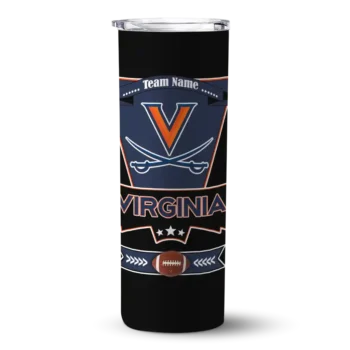 Personalized Virginia Cavaliers Helmet Belt Blue Black Skinny Tumbler