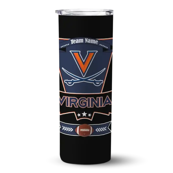 personalized virginia cavaliers helmet belt blue black skinny tumbler best selling