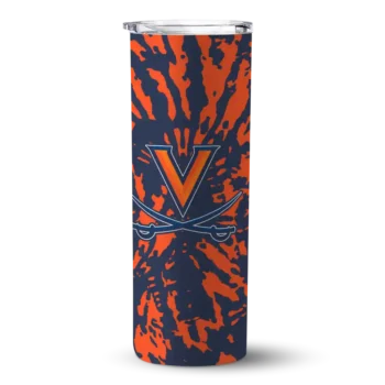 Personalized Virginia Cavaliers Metallic Grid Blue Skinny Tumbler