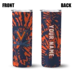 personalized-virginia-cavaliers-metallic-grid-blue-skinny-tumbler-best-selling.webp