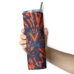 personalized-virginia-cavaliers-metallic-grid-blue-skinny-tumbler-best-selling.webp