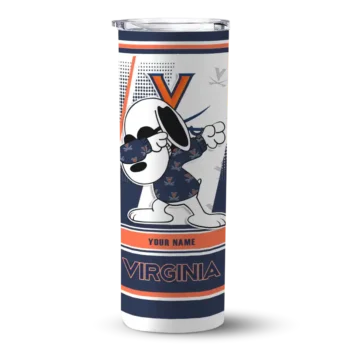 Personalized Virginia Cavaliers Snoopy Dog Blue White Skinny Tumbler