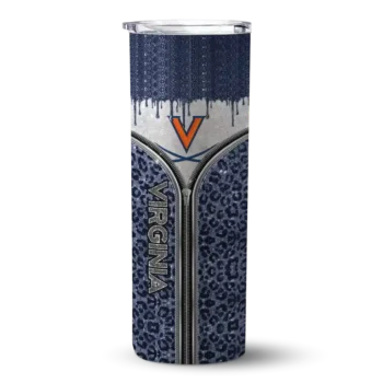 Virginia Cavaliers Tumber - Personalized Sparkle Drip Skinny Blue