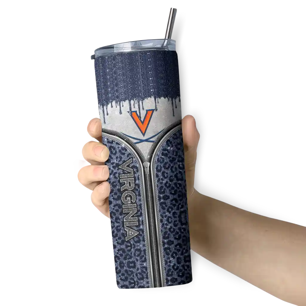 personalized-virginia-cavaliers-sparkle-drip-blue-skinny-tumbler-premium-grade.webp