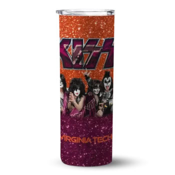 Personalized Virginia Tech Hokies Kiss Band Orange Skinny Tumbler