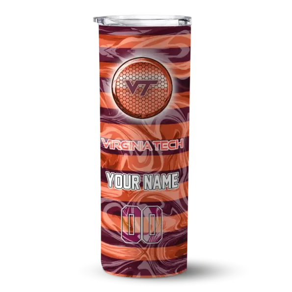 personalized virginia tech hokies patterned waves maroon skinny tumbler best selling