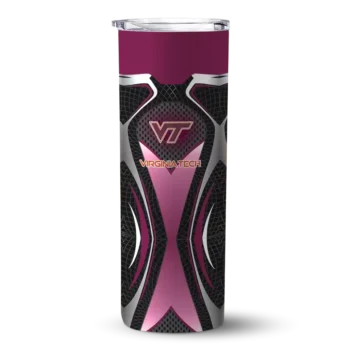 Personalized Virginia Tech Hokies Superman Emblem Maroon Black Skinny Tumbler