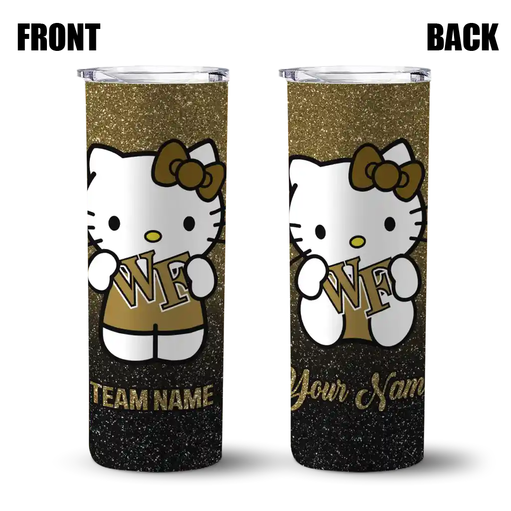 personalized-wake-forest-demon-deacons-hello-kitty-gold-black-skinny-tumbler-fashion-forward.webp