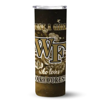 Personalized Wake Forest Demon Deacons Rose Romance Gold Black Skinny Tumbler