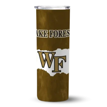 Personalized Wake Forest Demon Deacons Torn Band Gold White Skinny Tumbler