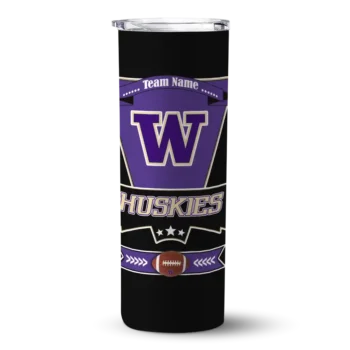 Personalized Washington Huskies Helmet Belt Purple Black Skinny Tumbler