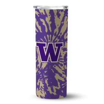 Personalized Washington Huskies Metallic Grid Purple Skinny Tumbler