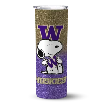 Personalized Washington Huskies Snoopy Attitude Purple Skinny Tumbler