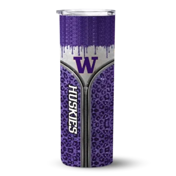 Personalized Washington Huskies Sparkle Drip Purple Skinny Tumbler