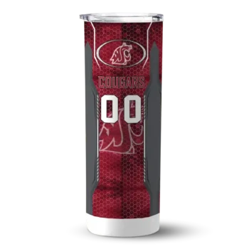 Personalized Washington State Cougars Stacked Diamond Crimson Skinny Tumbler