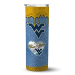 personalized-west-virginia-mountaineers-pixel-fade-blue-skinny-tumbler-best-selling-1.webp