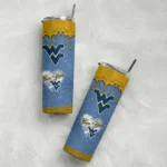 personalized-west-virginia-mountaineers-pixel-fade-blue-skinny-tumbler-best-selling-1.webp
