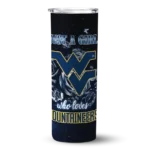 personalized-west-virginia-mountaineers-rose-romance-blue-black-skinny-tumbler-best-selling-1.webp
