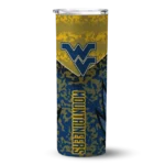 personalized-west-virginia-mountaineers-spiral-burst-print-blue-skinny-tumbler-best-selling.webp
