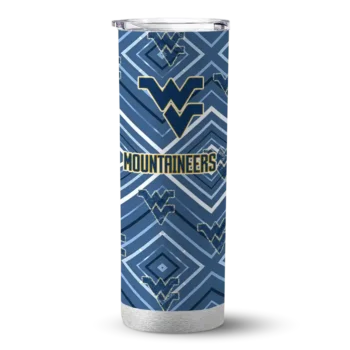 Personalized West Virginia Mountaineers Zipper Leopard Blue Skinny Tumbler