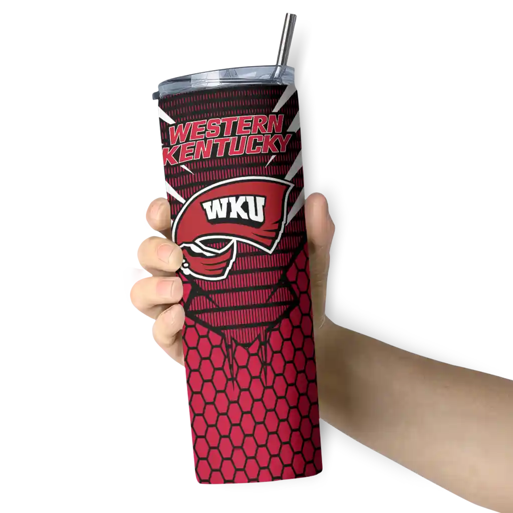 personalized-western-kentucky-hilltoppers-chevron-stripes-red-skinny-tumbler-premium-grade.webp