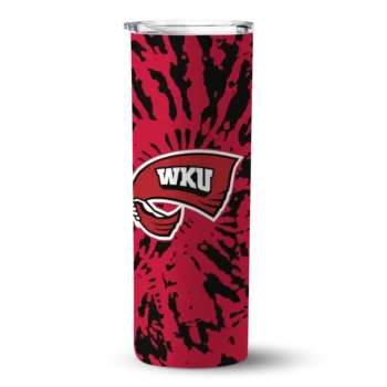 Personalized Western Kentucky Hilltoppers Metallic Grid Red Skinny Tumbler