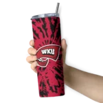 personalized-western-kentucky-hilltoppers-metallic-grid-red-skinny-tumbler-best-selling.webp