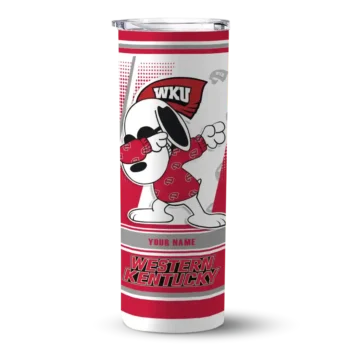 Personalized Western Kentucky Hilltoppers Snoopy Dog Red White Skinny Tumbler