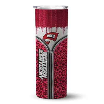 Personalized Western Kentucky Hilltoppers Sparkle Drip Red Skinny Tumbler