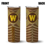 personalized-western-michigan-broncos-camo-texture-brown-skinny-tumbler-best-selling.webp