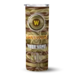 personalized-western-michigan-broncos-patterned-waves-brown-skinny-tumbler-best-selling.webp