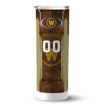 Personalized Western Michigan Broncos Stacked Diamond Brown Skinny Tumbler