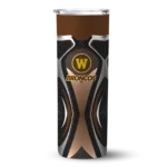 personalized-western-michigan-broncos-superman-emblem-brown-black-skinny-tumbler-best-selling.webp