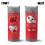 personalized-wisconsin-badgers-pixel-fade-red-skinny-tumbler-best-selling-1.webp
