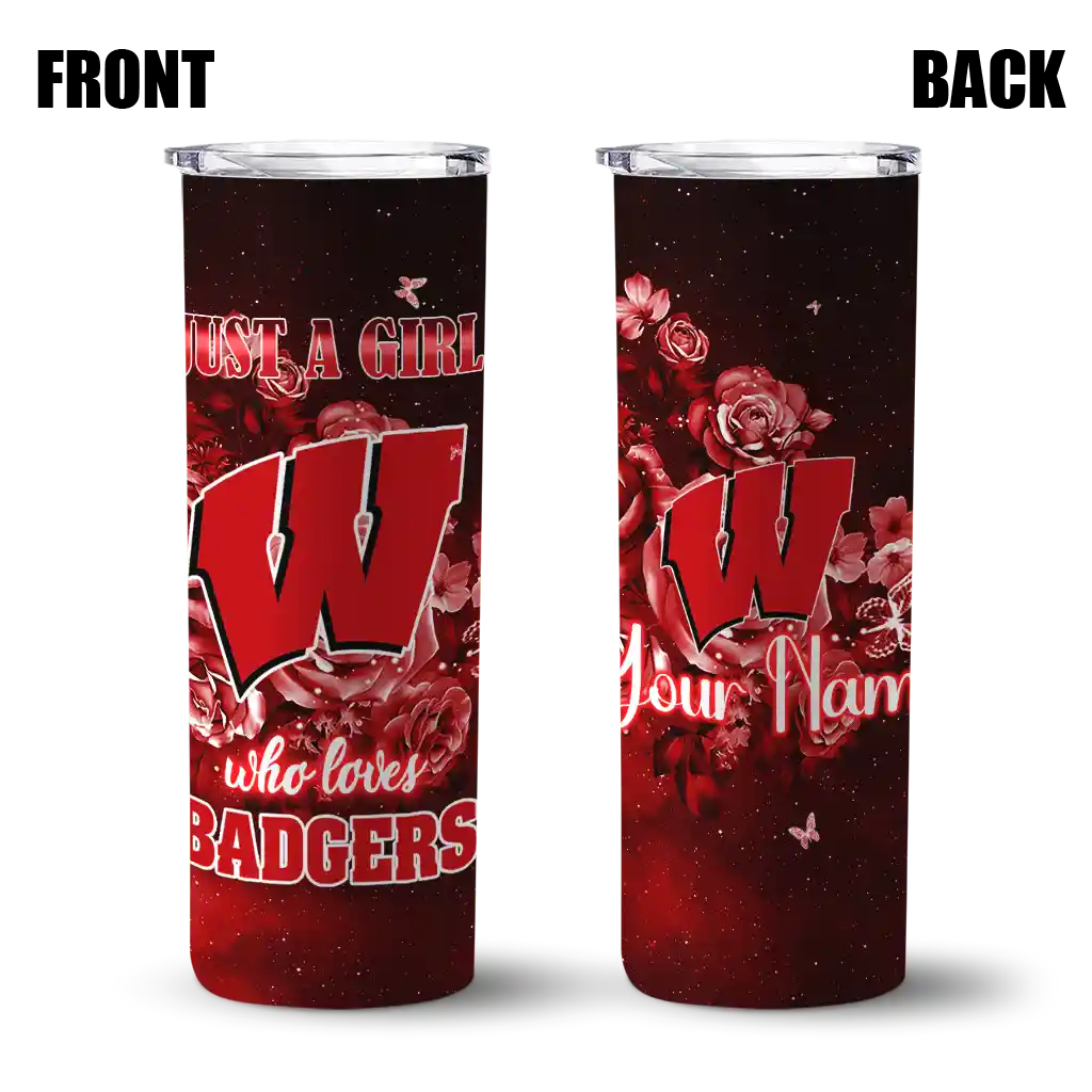 personalized-wisconsin-badgers-rose-romance-red-black-skinny-tumbler-fashion-forward.webp