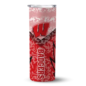 Wisconsin Badgers Tumber - Personalized Spiral Burst Print Skinny Red