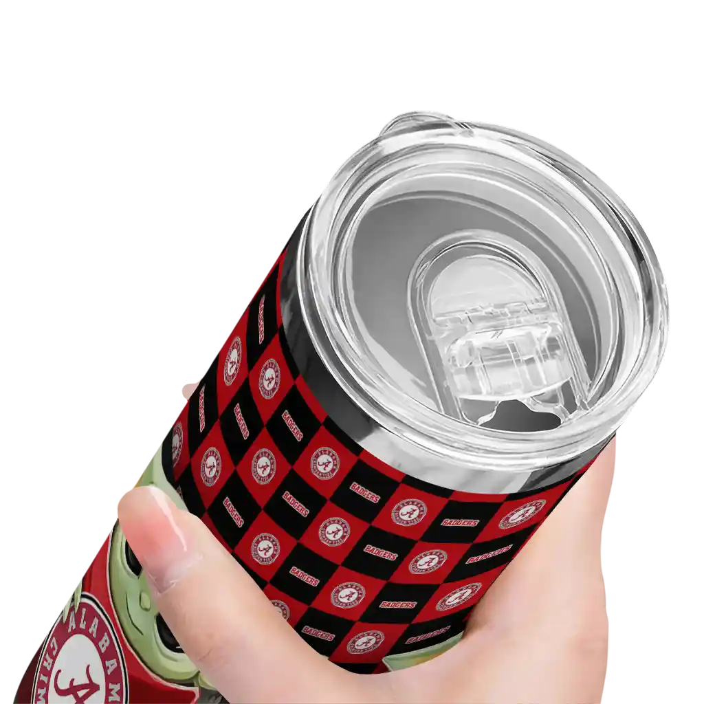 personalized-wisconsin-badgers-yoda-cozy-red-black-skinny-tumbler-high-quality.webp
