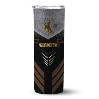 Personalized Wyoming Cowboys Hexagon Honeycomb Brown Black Skinny Tumbler