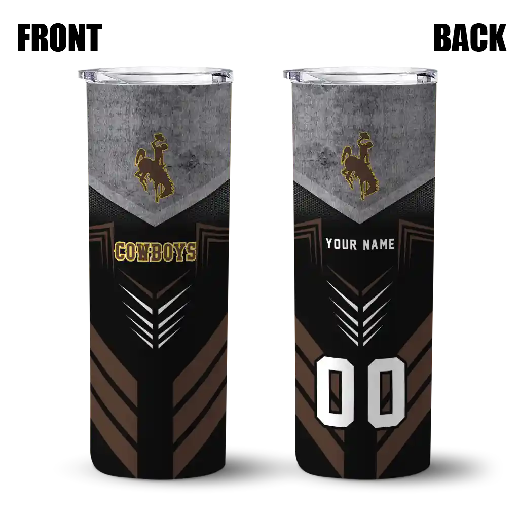 personalized-wyoming-cowboys-hexagon-honeycomb-brown-black-skinny-tumbler-fashion-forward-2.webp