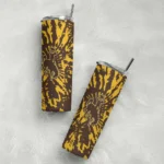 personalized-wyoming-cowboys-metallic-grid-brown-skinny-tumbler-best-selling.webp