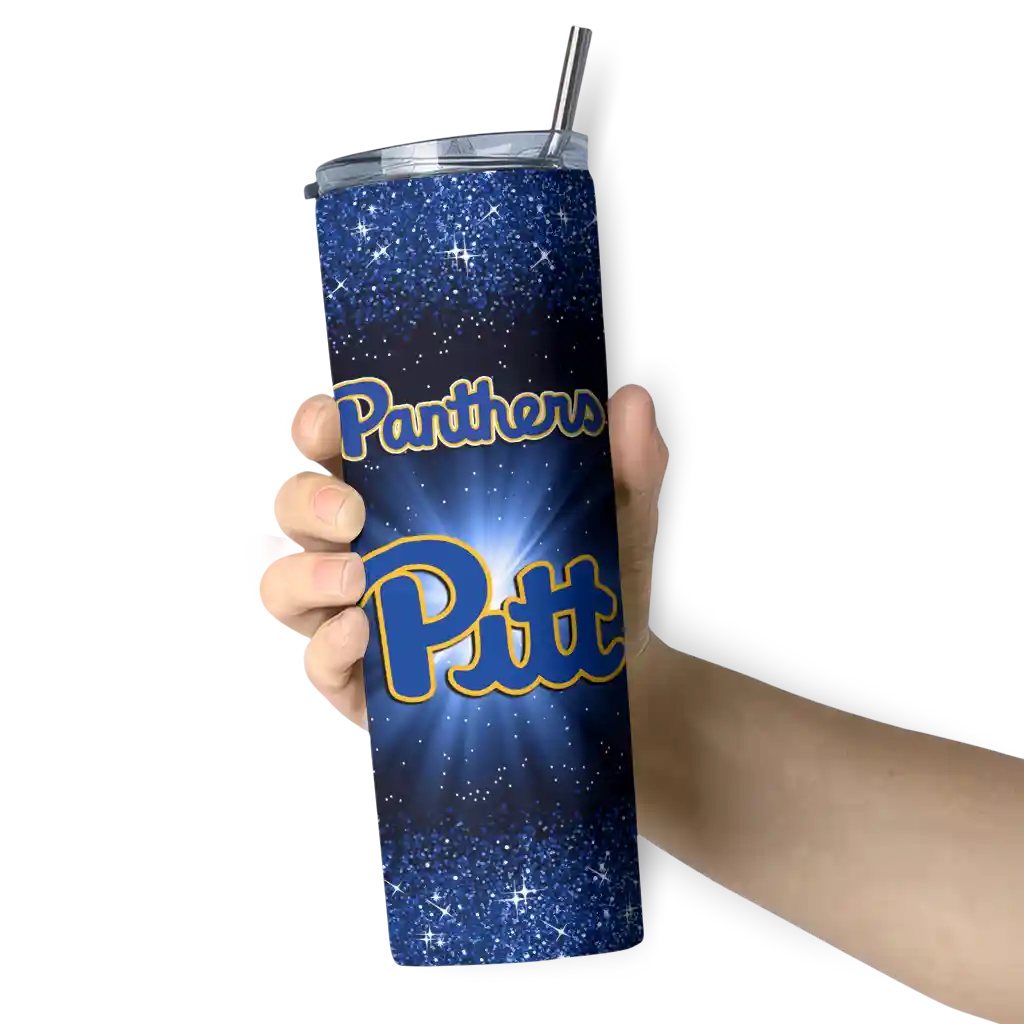 pittsburgh-panthers-radiant-glitter-royal-blue-skinny-tumbler-premium-grade.webp
