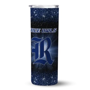 Rice Owls Radiant Glitter Navy Blue Skinny Tumbler