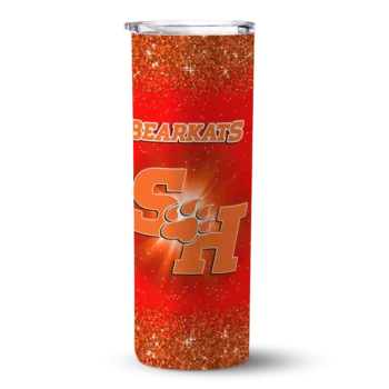 Sam Houston Bearkats Radiant Glitter Orange Skinny Tumbler