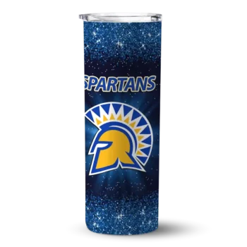 San Jose State Spartans Radiant Glitter Blue Skinny Tumbler