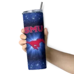 smu-mustangs-radiant-glitter-blue-skinny-tumbler-best-selling.webp