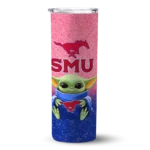 smu-mustangs-yoda-smile-blue-skinny-tumbler-best-selling.webp
