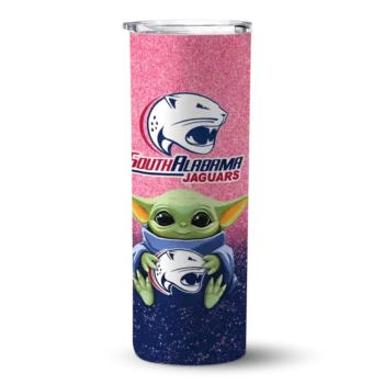 South Alabama Jaguars Yoda Smile Blue Skinny Tumbler