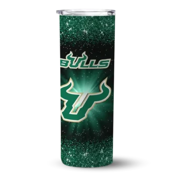 South Florida Bulls Radiant Glitter Green Skinny Tumbler