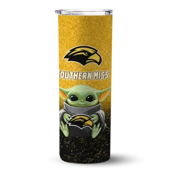 Southern Miss Golden Eagles Yoda Smile Black Skinny Tumbler