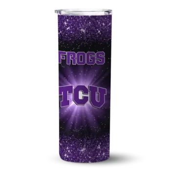 TCU Horned Frogs Radiant Glitter Purple Skinny Tumbler